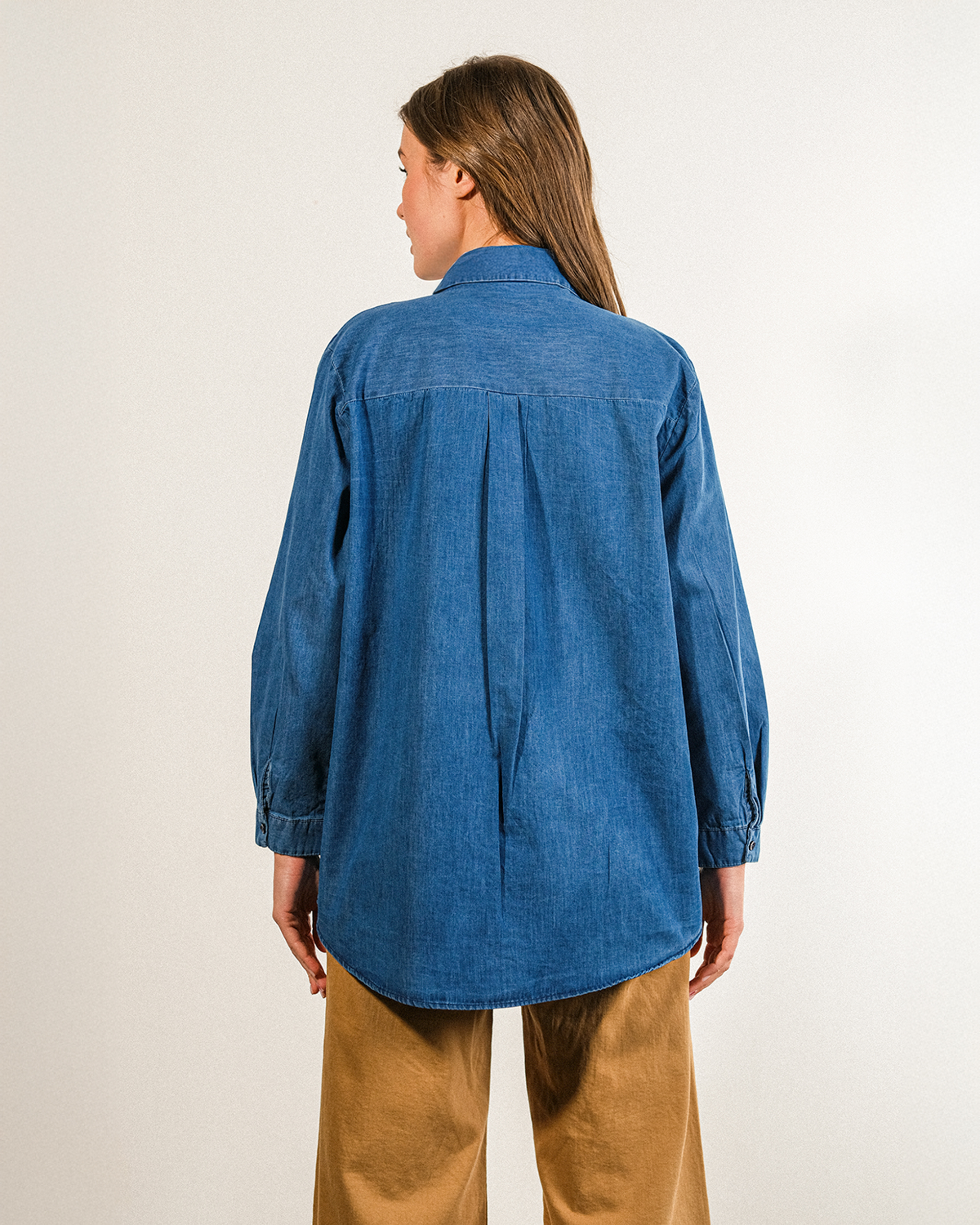 Nakışlı%20Kot%20Kumaş%20Oversize%20Kadın%20Gömlek