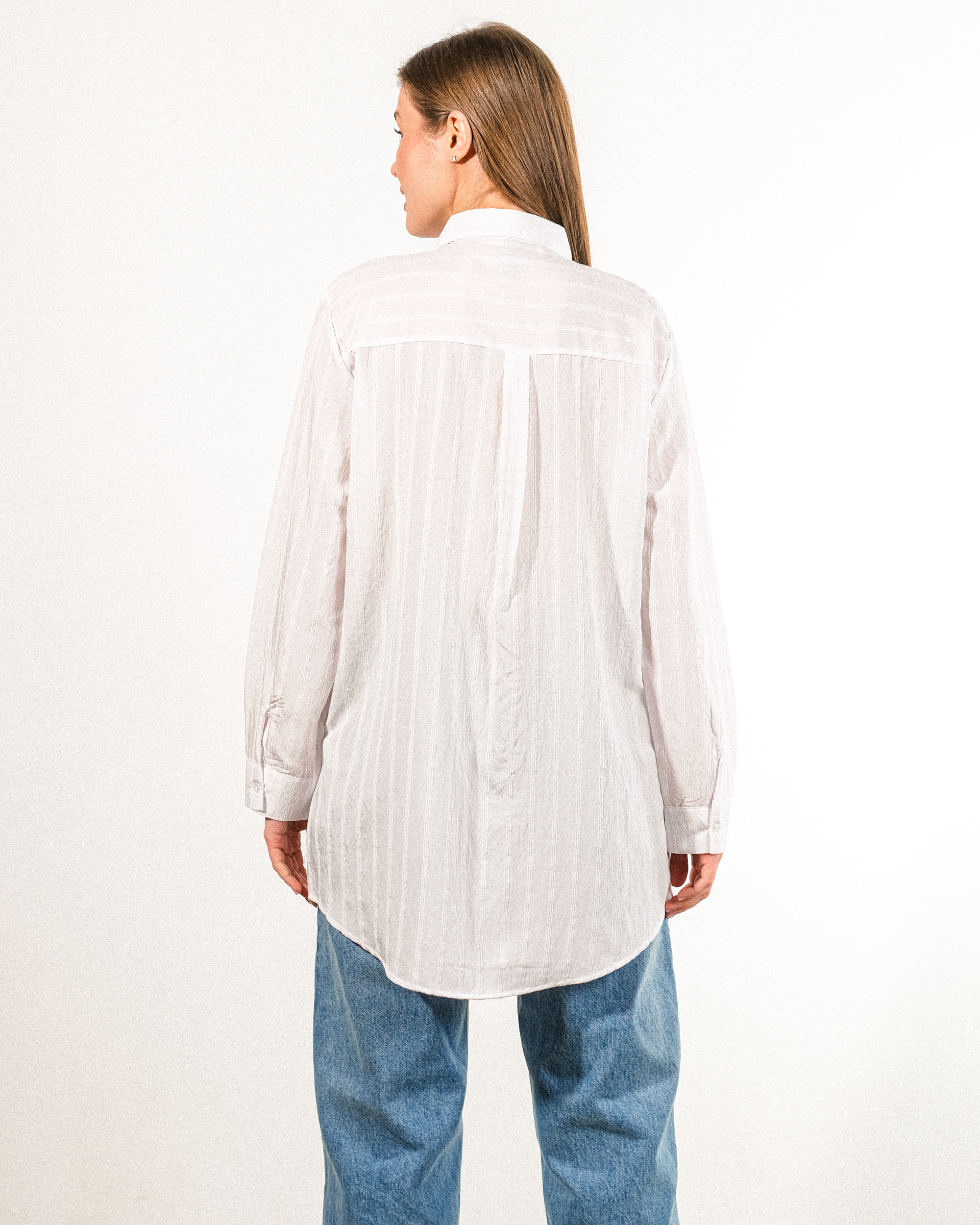 Kendinden%20Çizgi%20Desenli%20Oversize%20Kadın%20Gömlek