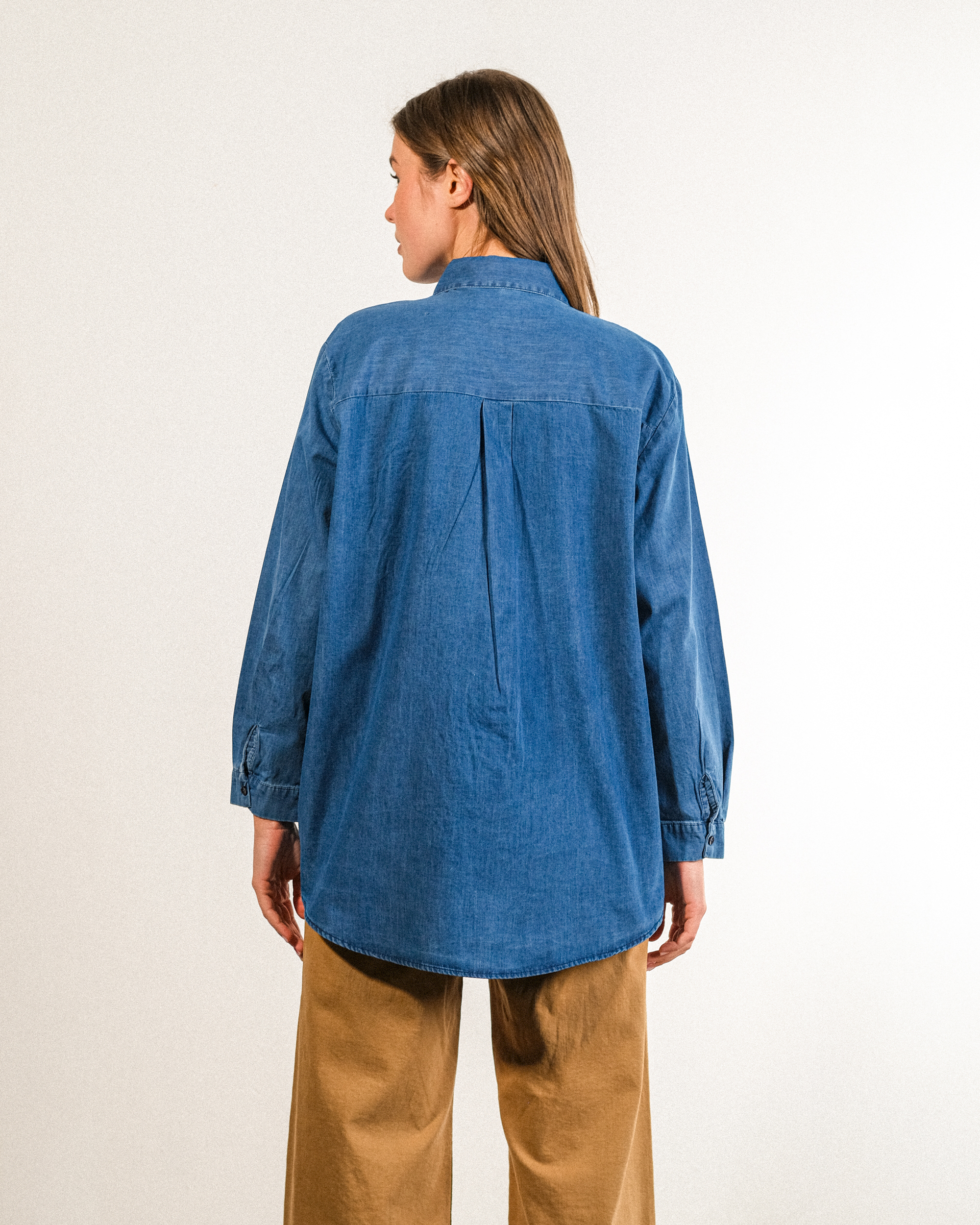 Nakışlı%20Kot%20Kumaş%20Oversize%20Kadın%20Gömlek