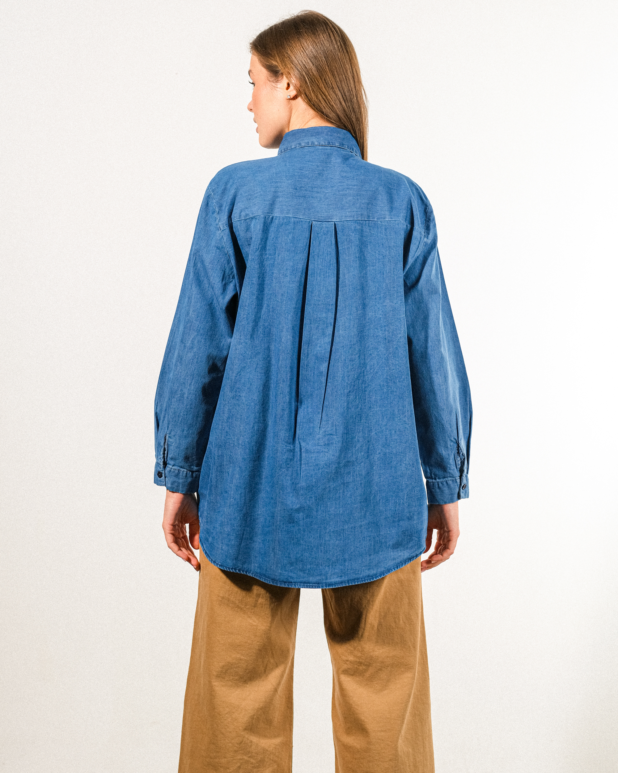 Nakışlı%20Kot%20Kumaş%20Oversize%20Kadın%20Gömlek
